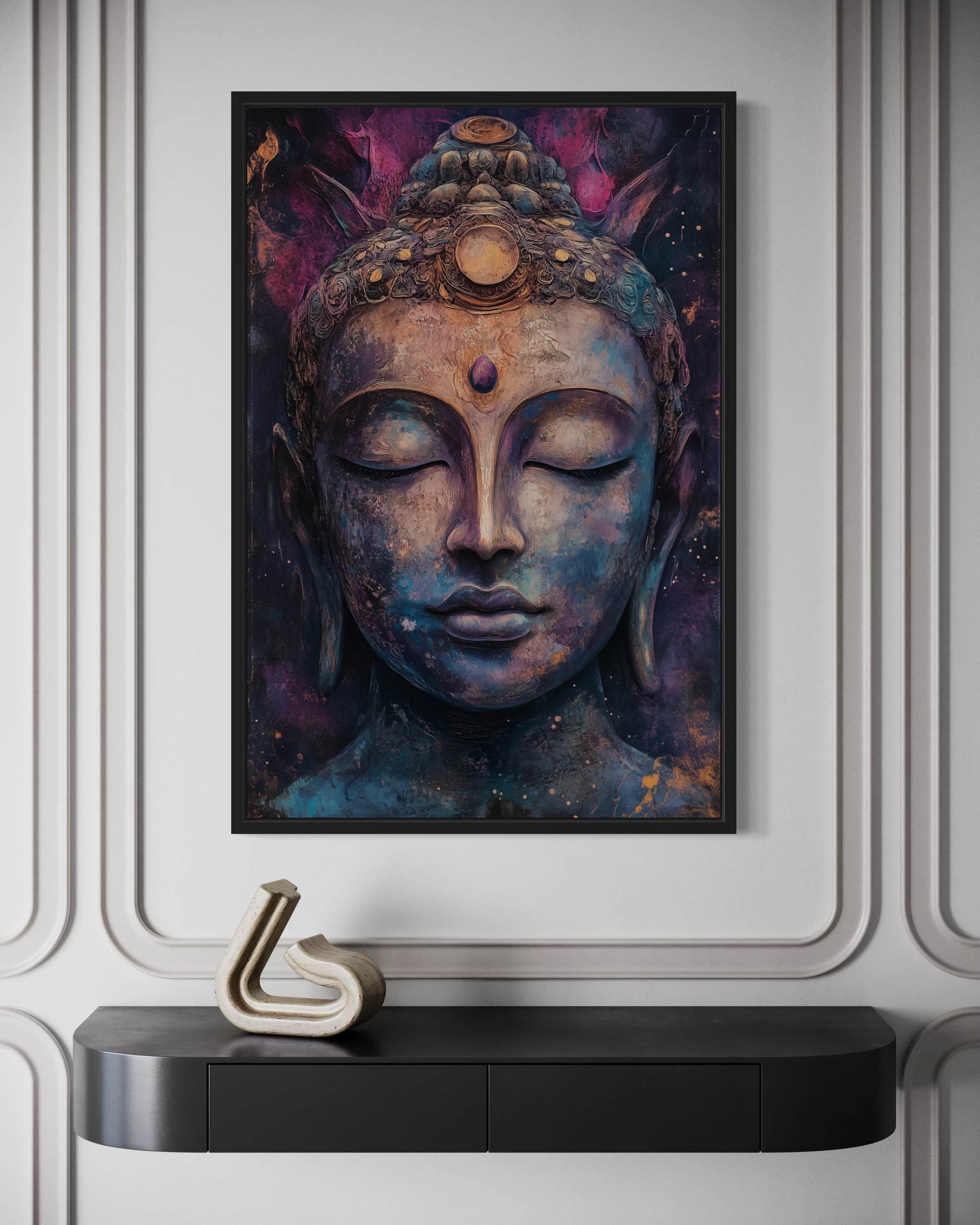 Purple Buddha Abstract Painting | Zen Wall Decor – Wall Decor Delights