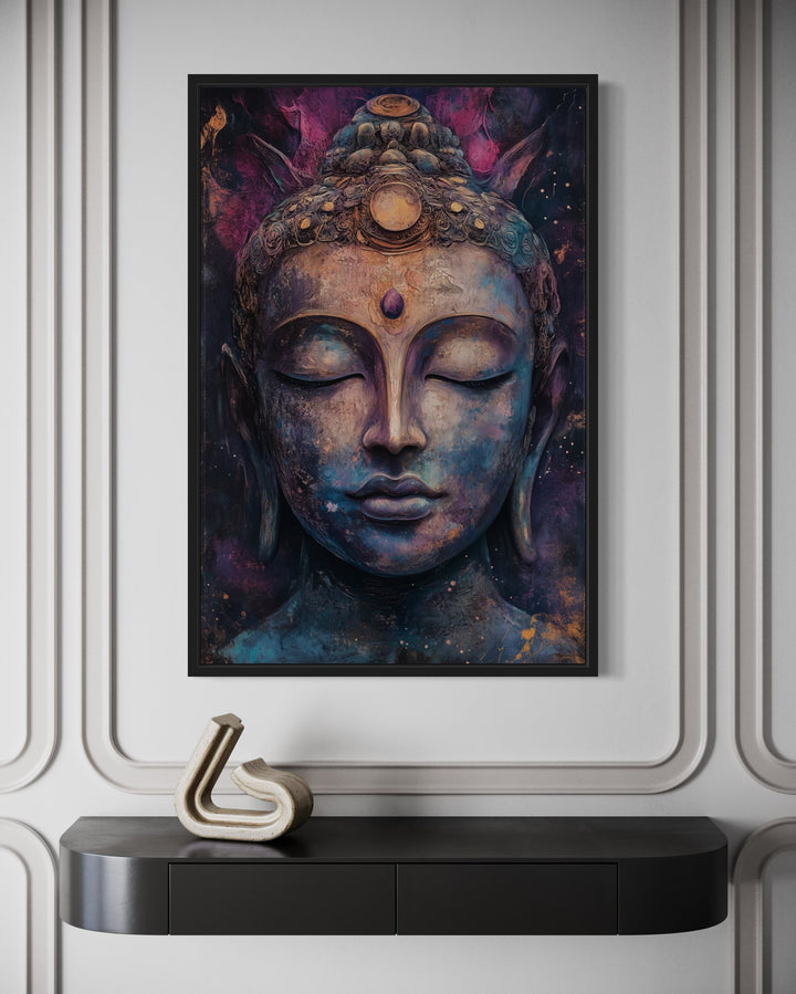 Purple Buddha Abstract Painting Framed Zen Wall Decor