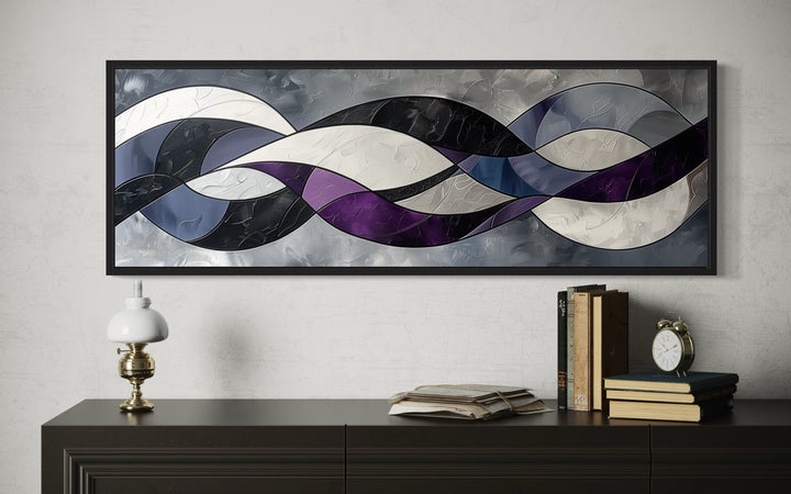 Purple Grey Geometric Modern Abstract Above Bed Canvas Wall Art