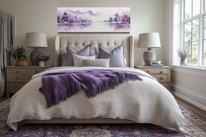 Purple Mountains Lake Long Horizontal Above Bed Wall Art