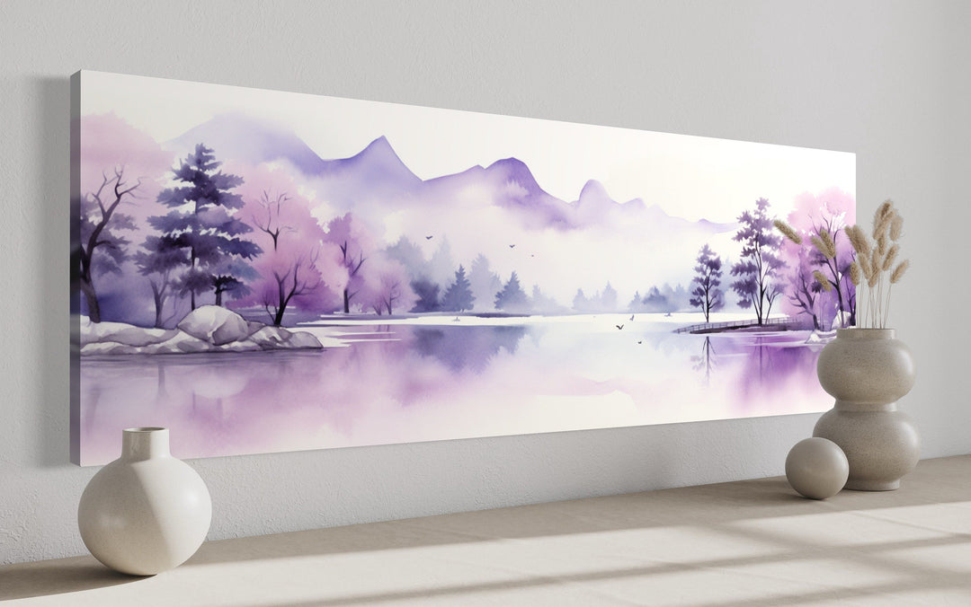 Purple Mountains Lake Long Horizontal Above Bed Wall Art