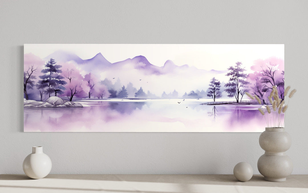 Purple Mountains Lake Long Horizontal Above Bed Wall Art