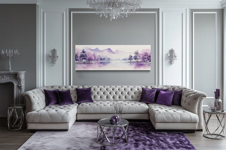 Purple Mountains Lake Long Horizontal Above Bed Wall Art