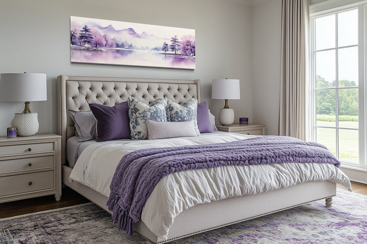 Purple Mountains Lake Long Horizontal Above Bed Wall Art