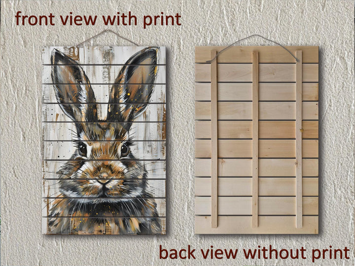Rabbit Portrait Distressed Wood Wall Art