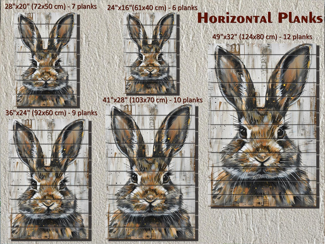 Rabbit Portrait Distressed Wood Wall Art