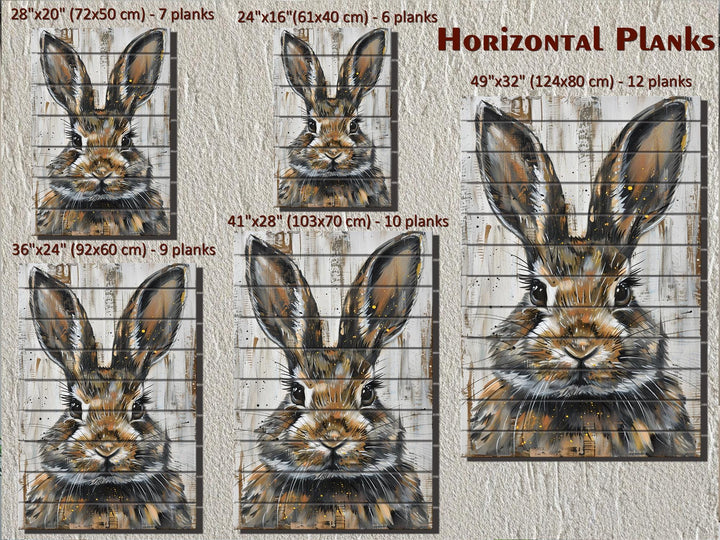Rabbit Portrait Distressed Wood Wall Art