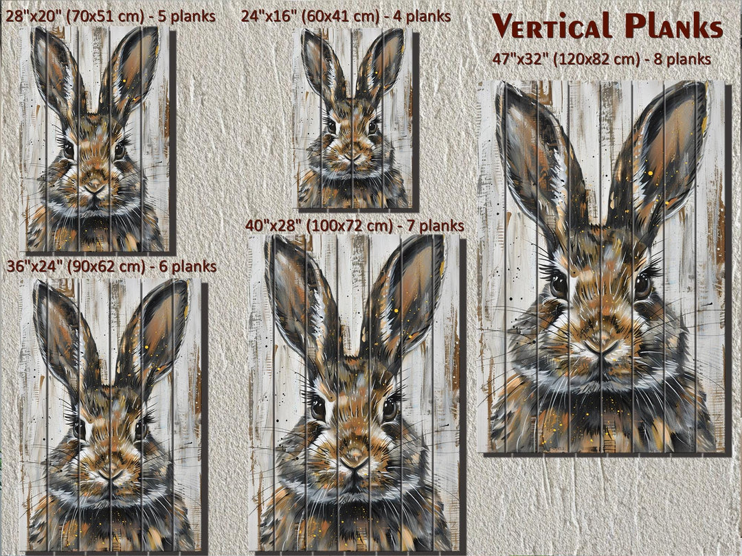 Rabbit Portrait Distressed Wood Wall Art