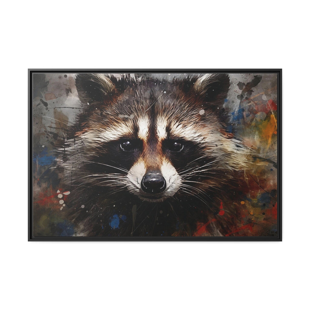 Raccoon Modern Pop Art Portrait Framed Canvas Wall Art