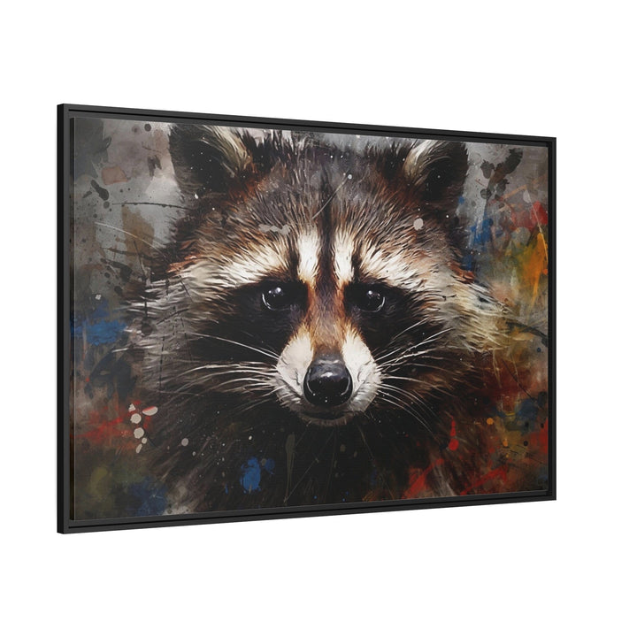 Raccoon Modern Pop Art Portrait Framed Canvas Wall Art