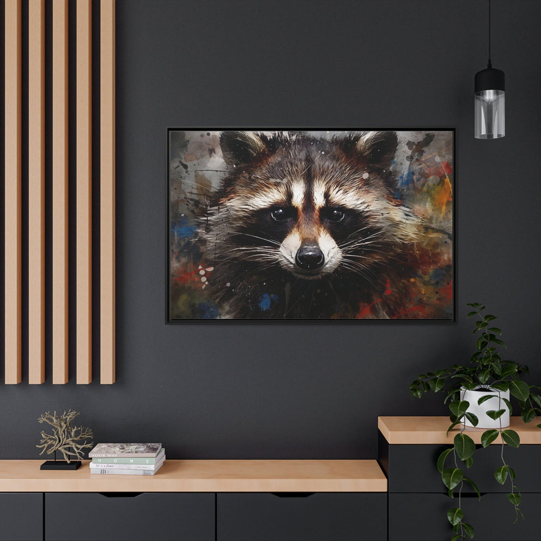 Raccoon Modern Pop Art Portrait Framed Canvas Wall Art