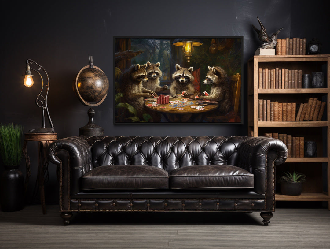 Wall Art For Men - Raccoons Playing Poker