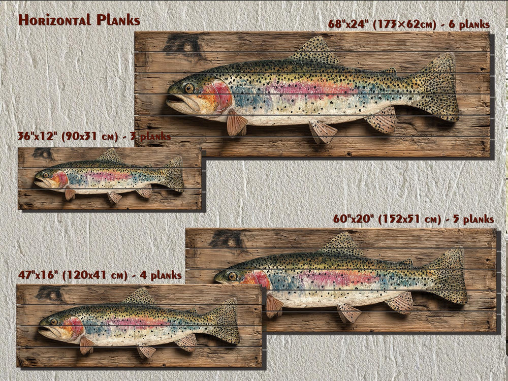 Rainbow Trout Distressed Wood Wall Art For Fishing Cabin Decor