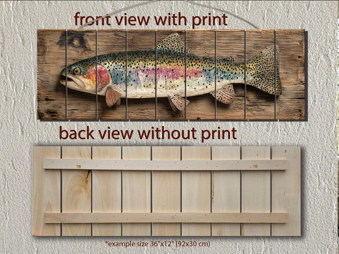 Rainbow Trout Distressed Wood Wall Art For Fishing Cabin Decor