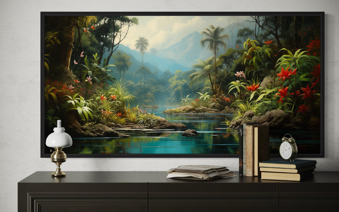 Rainforest Wall Art – Framed Tropical Canvas | Vibrant Forest Painting