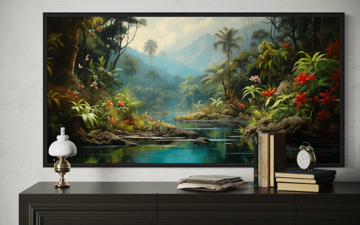 Rainforest Wall Art – Framed Tropical Canvas | Vibrant Forest Painting