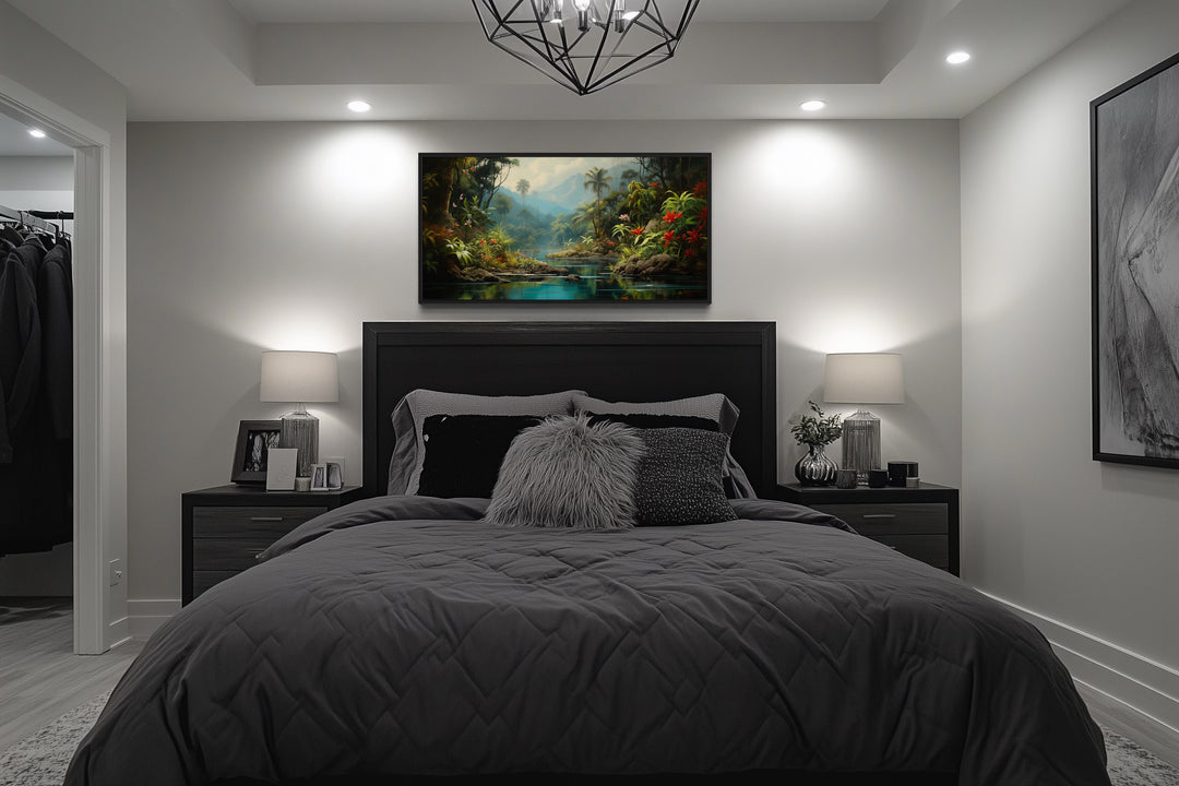 Rainforest Wall Art – Framed Tropical Canvas | Vibrant Forest Painting