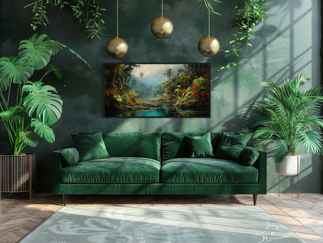Rainforest Wall Art – Framed Tropical Canvas | Vibrant Forest Painting