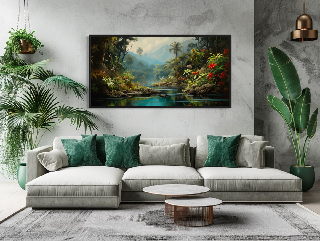 Rainforest Wall Art – Framed Tropical Canvas | Vibrant Forest Painting