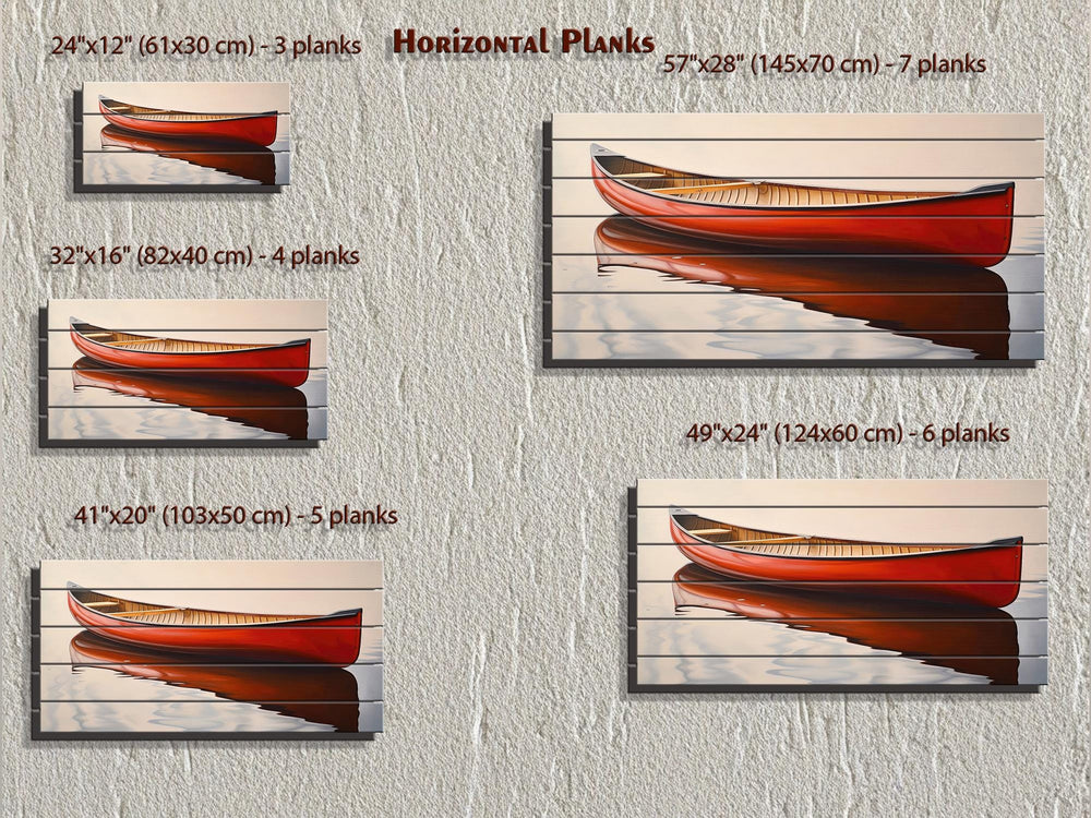Red Canoe Distressed Wood Wall Art
