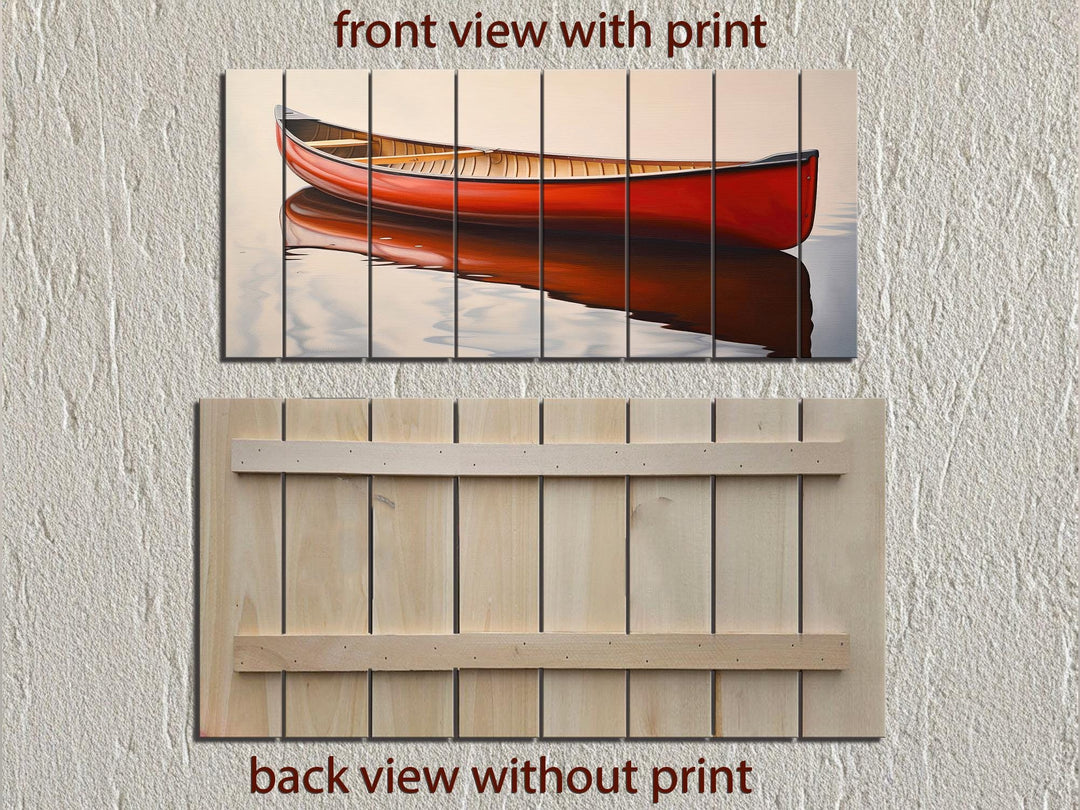 Red Canoe Distressed Wood Wall Art