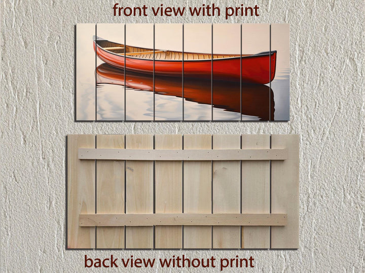 Red Canoe Distressed Wood Wall Art