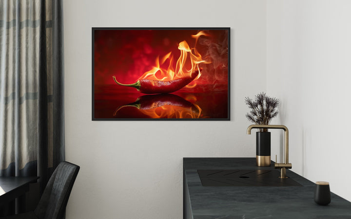 Red Flaming Chili Pepper Kitchen Wall Decor