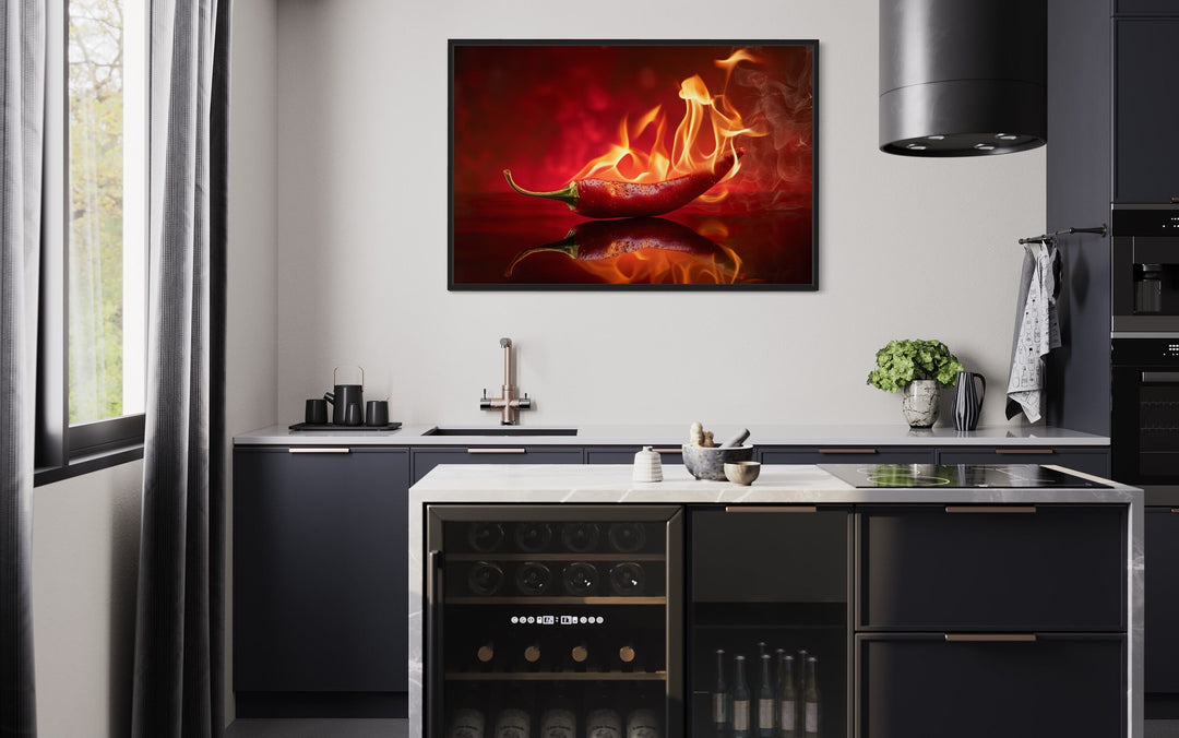 Red Flaming Chili Pepper Kitchen Wall Decor