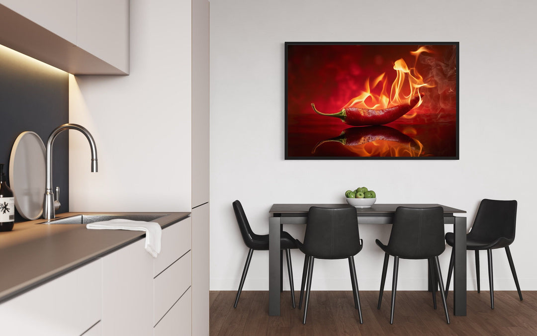 Red Flaming Chili Pepper Kitchen Wall Decor