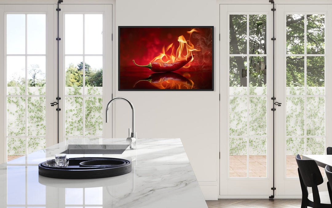 Red Flaming Chili Pepper Kitchen Wall Decor