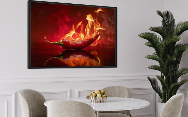 Red Flaming Chili Pepper Kitchen Wall Decor