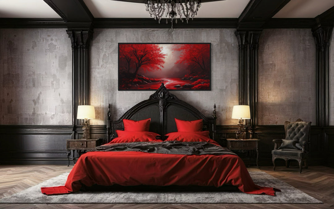 Red Nature Landscape Framed Canvas Wall Art