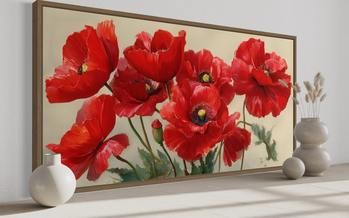 Red Poppies Framed Canvas Wall Art