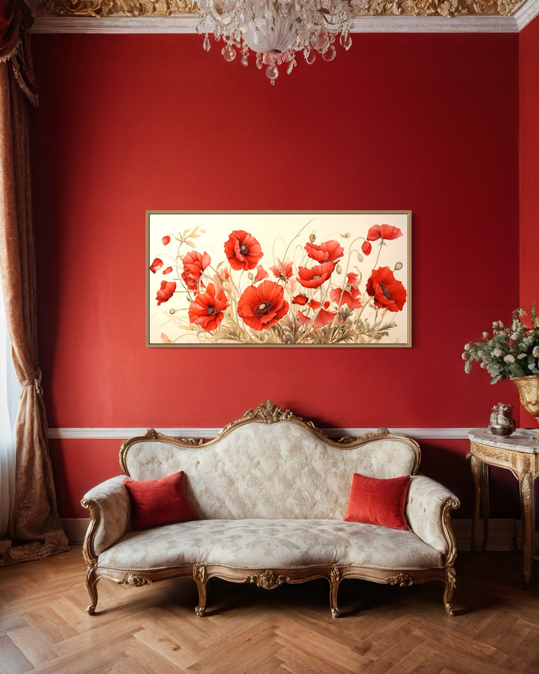 Red Poppies Framed Canvas Wall Art