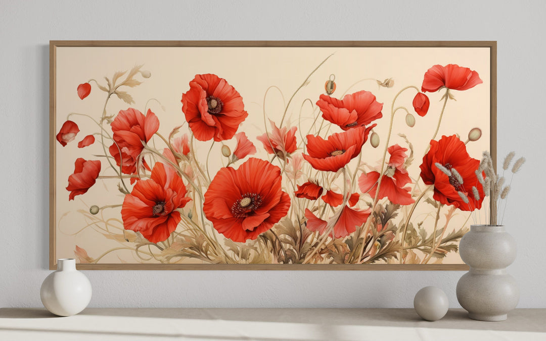 Red Poppies Framed Canvas Wall Art