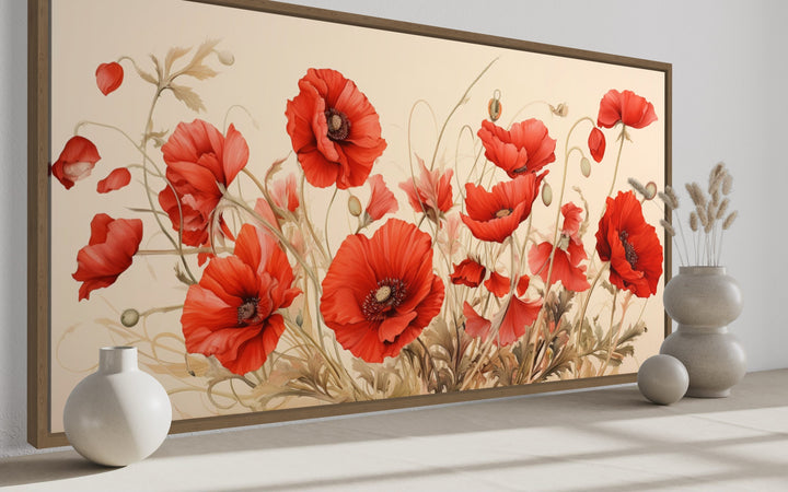 Red Poppies Framed Canvas Wall Art