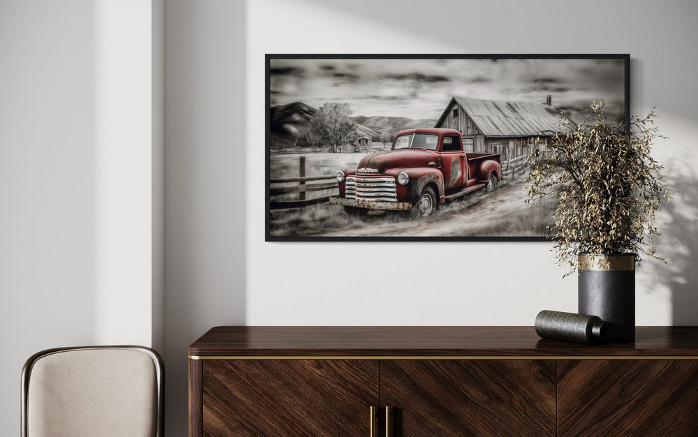 Red Truck And Barn Rustic Farmhouse Wall Decor