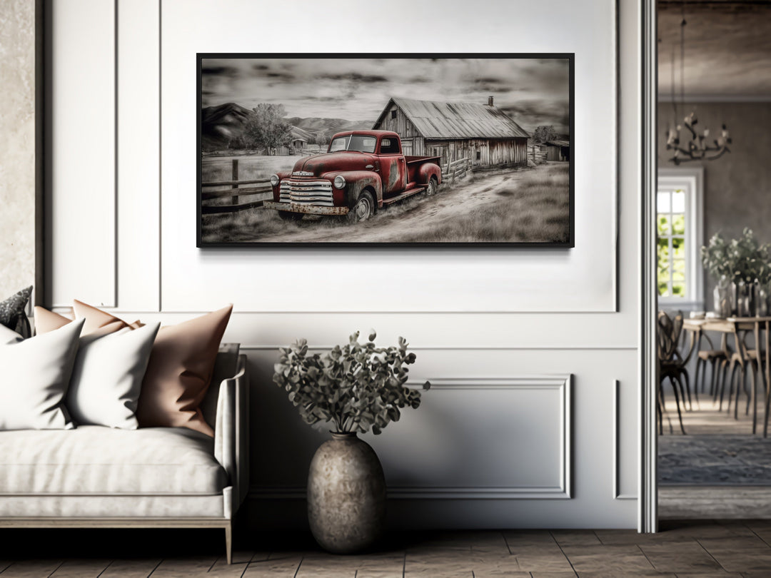 Red Truck And Barn Rustic Farmhouse Wall Decor