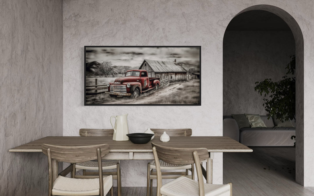 Red Truck And Barn Rustic Farmhouse Wall Decor