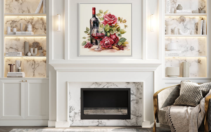 Red Wine Bottle And Glass Dining Room Wall Decor