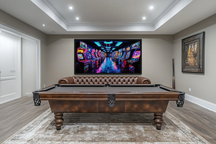 Retro Arcade Wall Art - Framed Canvas Print for Gaming Room Decor