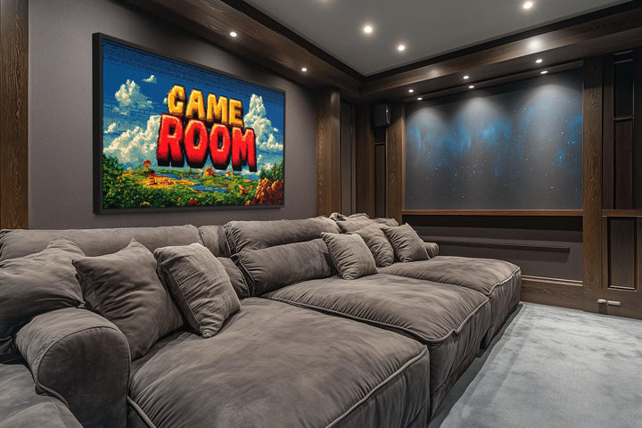 Retro Pixel Game Room Sign Canvas Wall Art