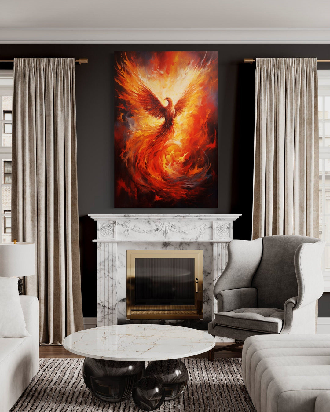 Rising Phoenix Framed Canvas Wall Art