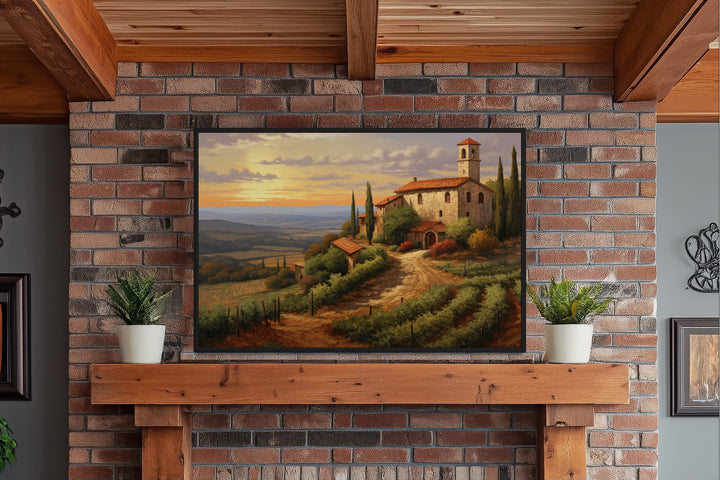 Rolling Hills Of Tuscany Italy Framed Canvas Wall Art