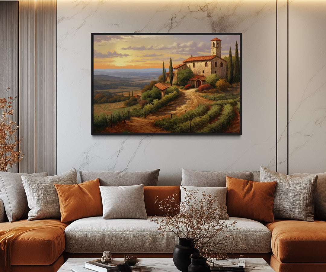 Rolling Hills Of Tuscany Italy Framed Canvas Wall Art