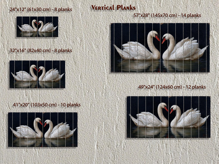 Romantic Swans Couple Distressed Wood Wall Art