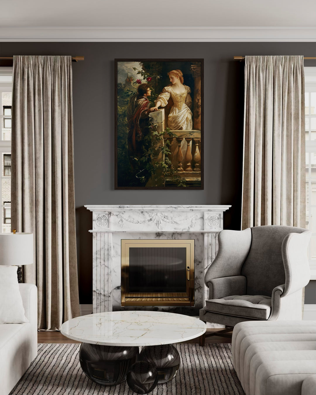 Romeo And Juliet Balcony Scene Vintage Dark Academia Wall Art