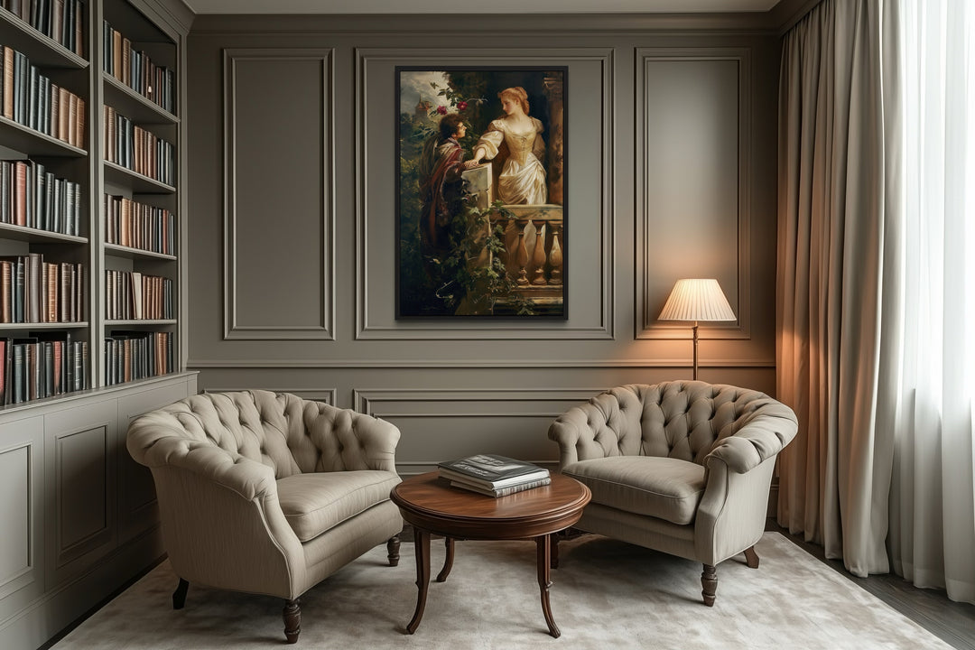 Romeo And Juliet Balcony Scene Vintage Dark Academia Wall Art