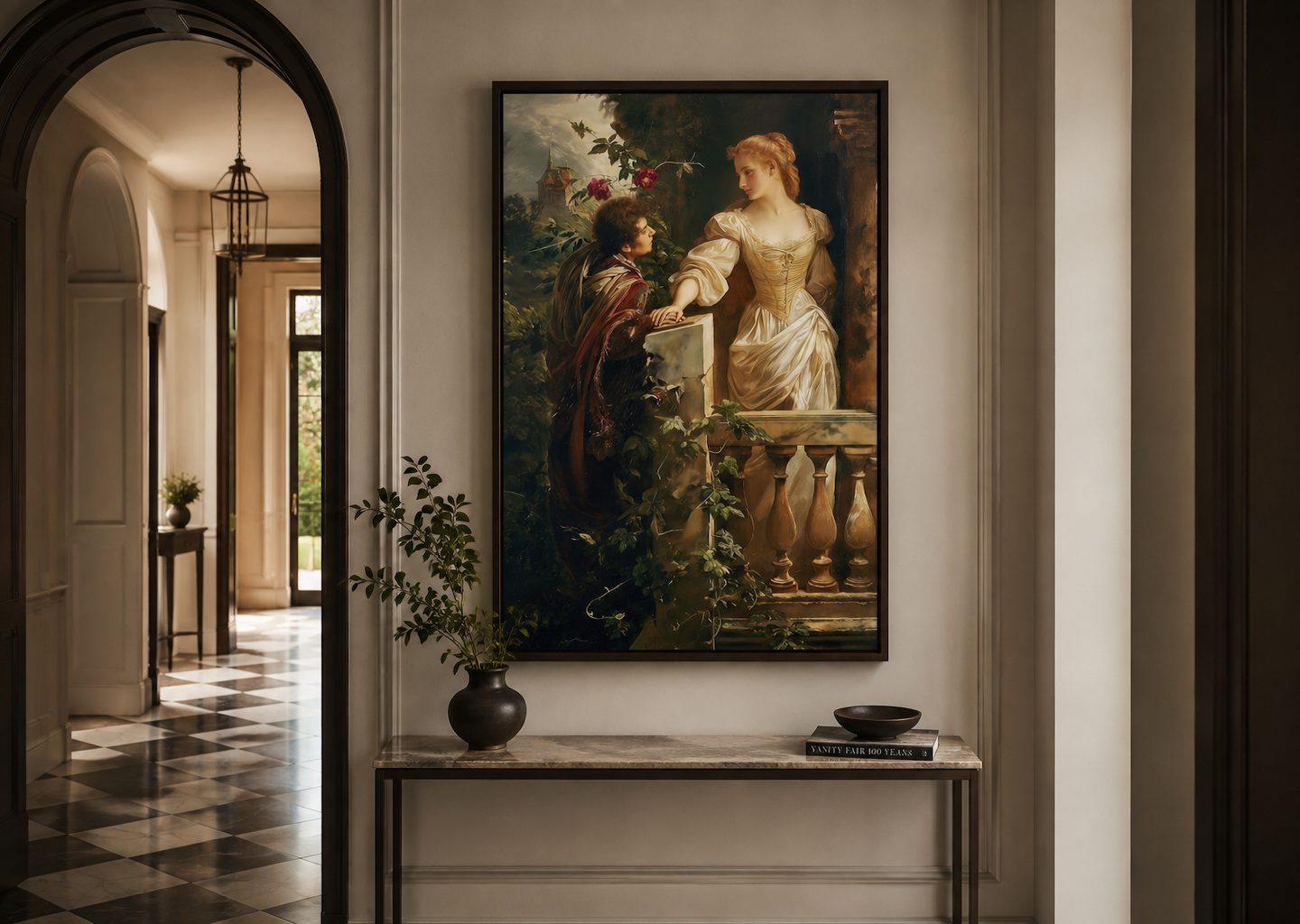 Romeo And Juliet Balcony Scene Vintage Dark Academia Wall Art for