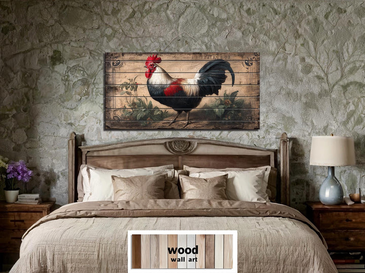 Rooster Distressed Wood Wall Art